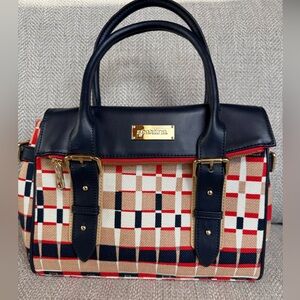 Spartina 449 Navy and Red Checkered Satchel